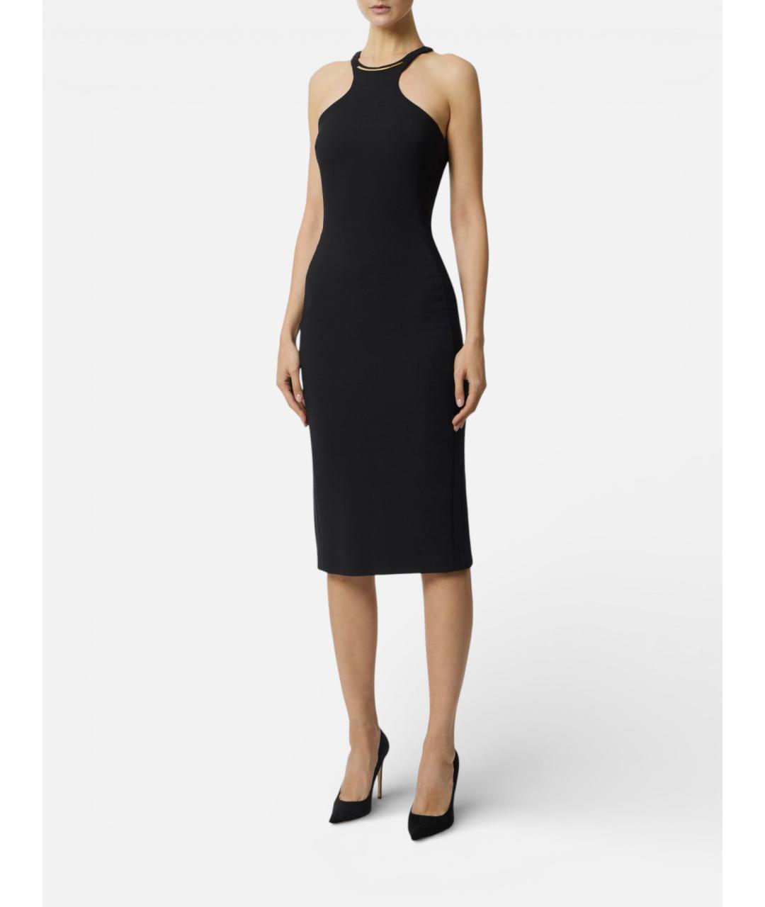 ELISABETTA FRANCHI Черное полиэстеровое коктейльное платье, фото 2