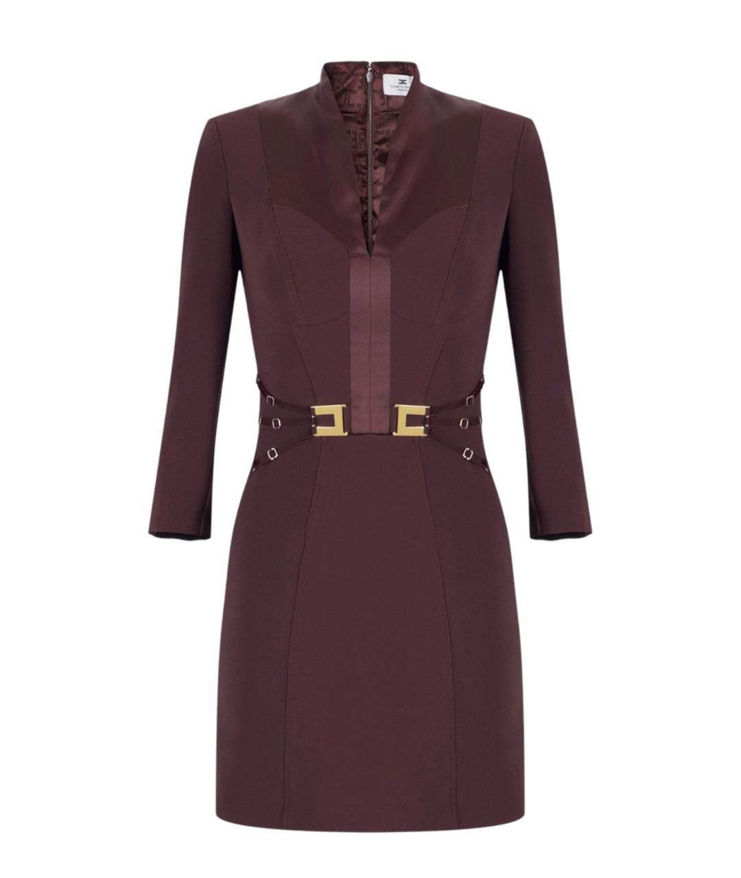 ELISABETTA FRANCHI Бордовое полиэстеровое коктейльное платье, фото 1