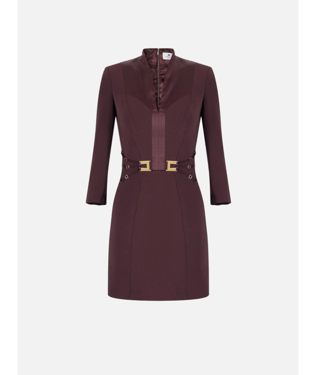 ELISABETTA FRANCHI Бордовое полиэстеровое коктейльное платье, фото 6