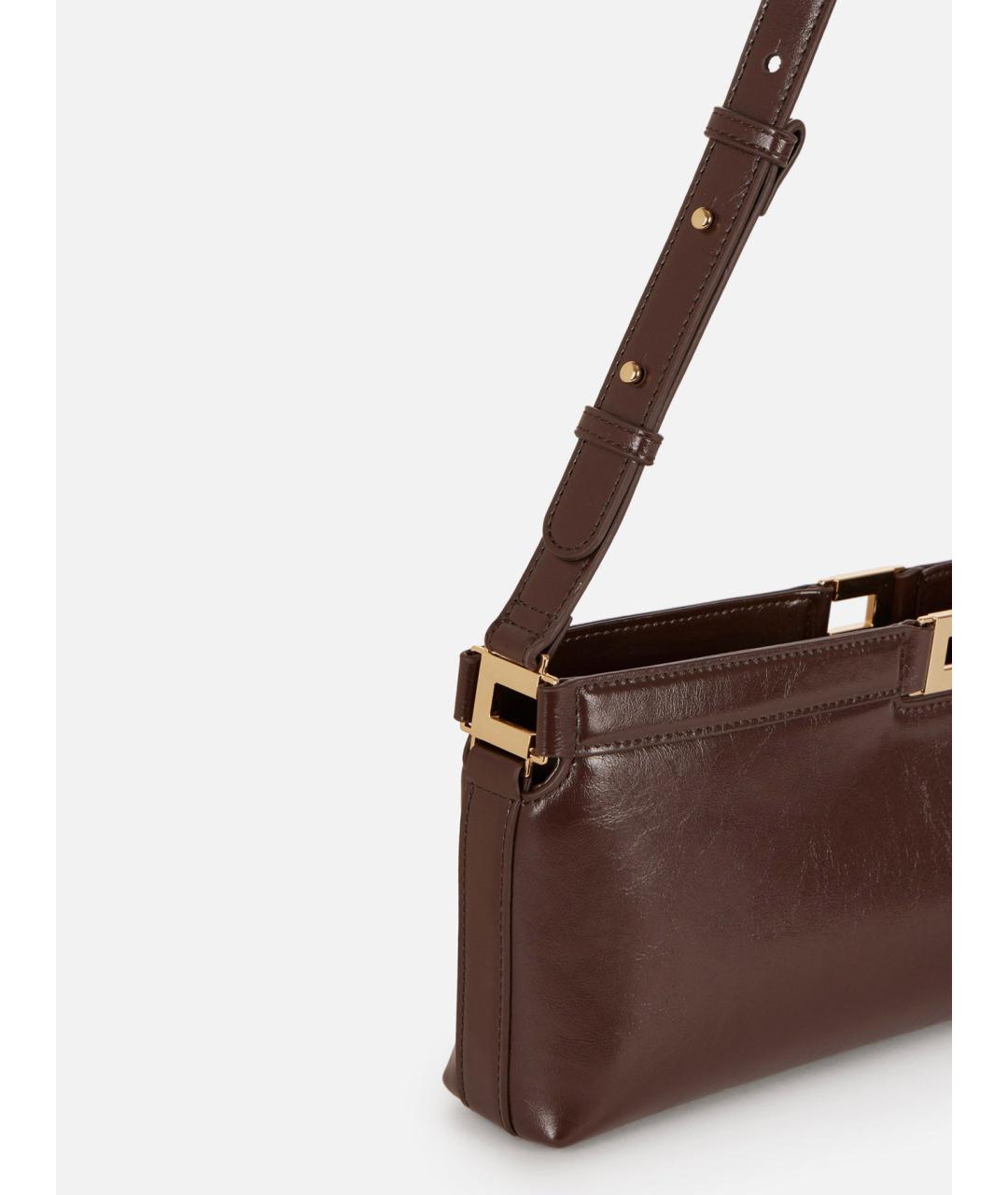 ELISABETTA FRANCHI Коричневая синтетическая сумка через плечо, фото 5