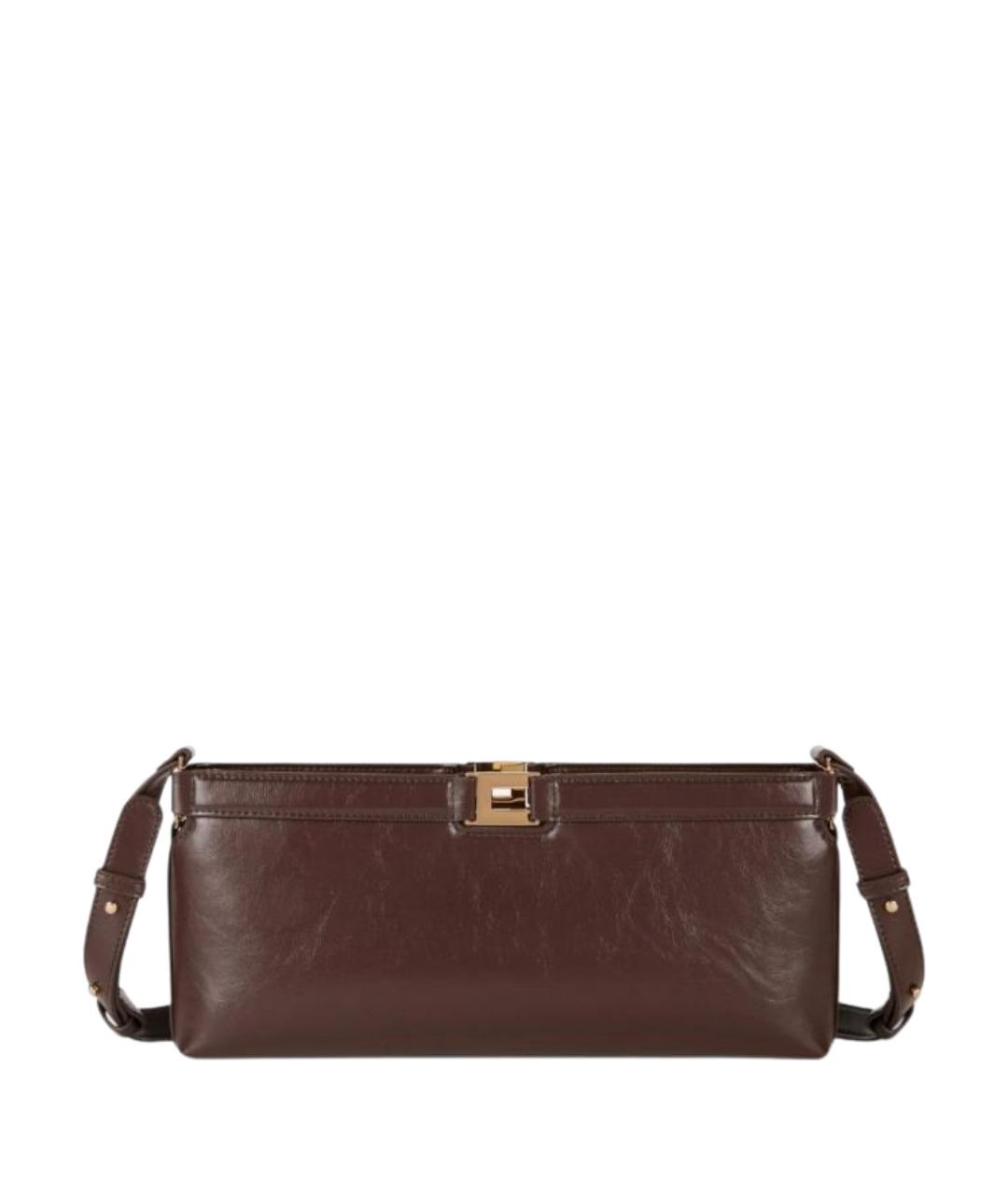 ELISABETTA FRANCHI Коричневая синтетическая сумка через плечо, фото 1