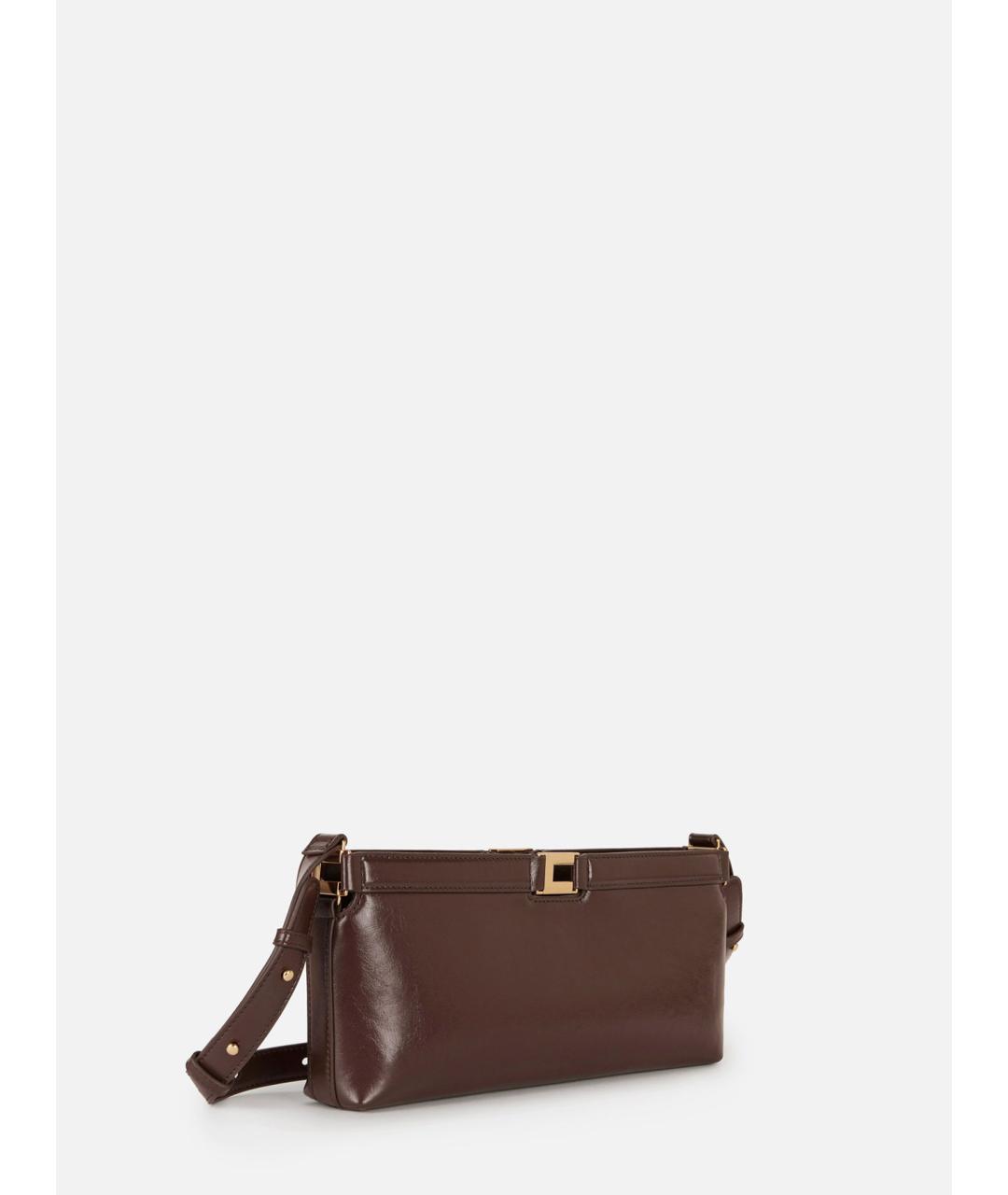 ELISABETTA FRANCHI Коричневая синтетическая сумка через плечо, фото 3