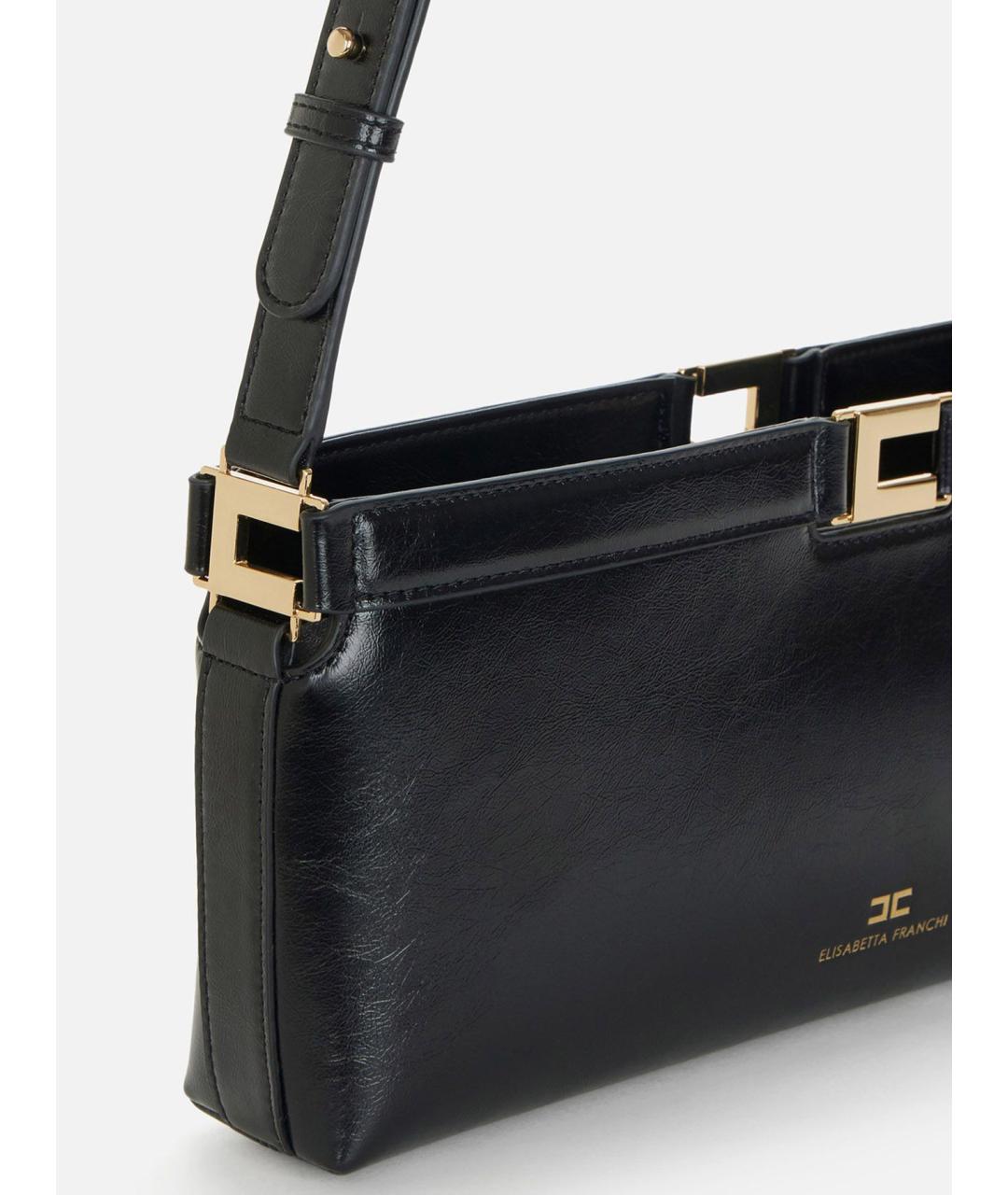 ELISABETTA FRANCHI Темно-синяя синтетическая сумка через плечо, фото 4