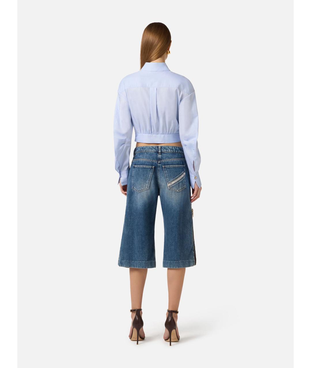 ELISABETTA FRANCHI Голубая хлопковая рубашка, фото 5