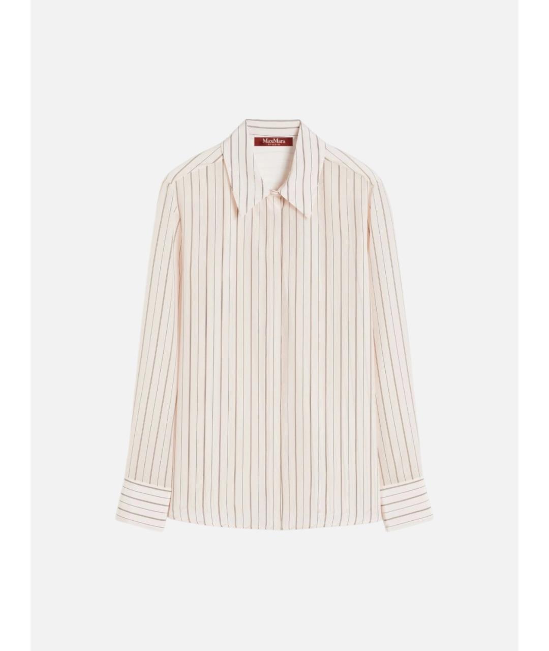 MAX MARA STUDIO Бежевая шелковая рубашка, фото 6