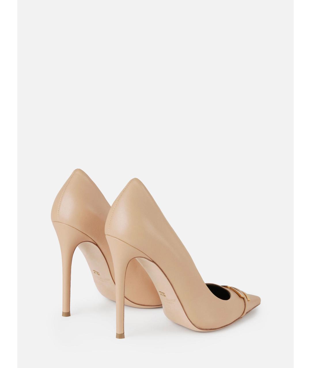 ELISABETTA FRANCHI Бежевые кожаные туфли, фото 3