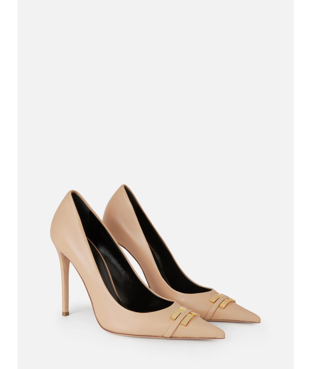 ELISABETTA FRANCHI Бежевые кожаные туфли, фото 2