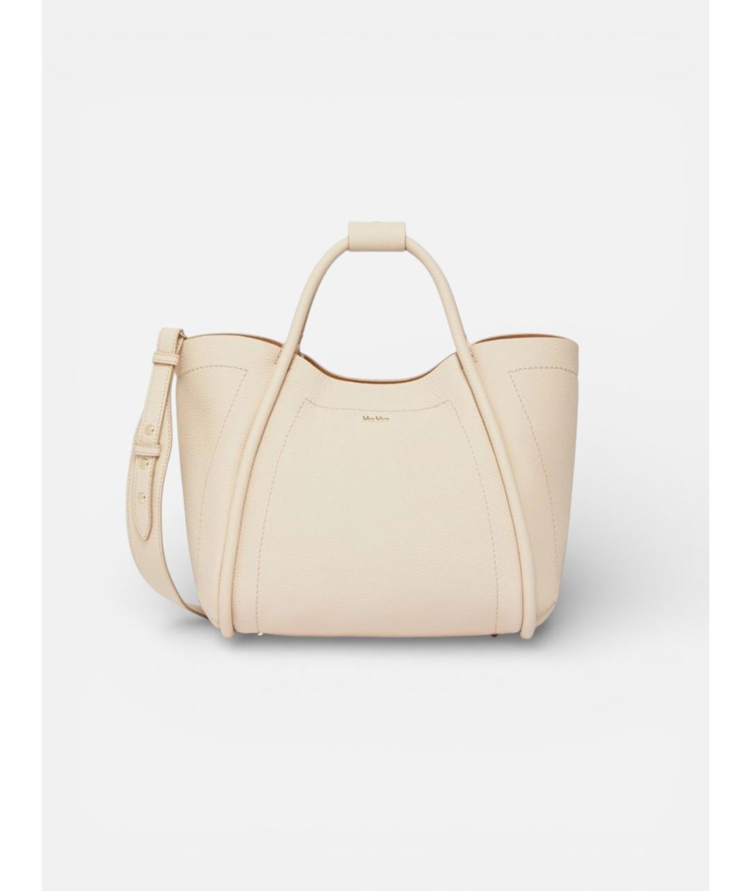 MAX MARA Бежевая кожаная сумка тоут, фото 6