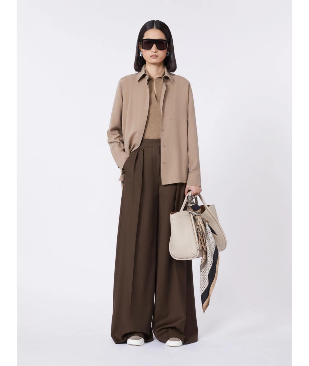 MAX MARA Бежевая кожаная сумка тоут, фото 2