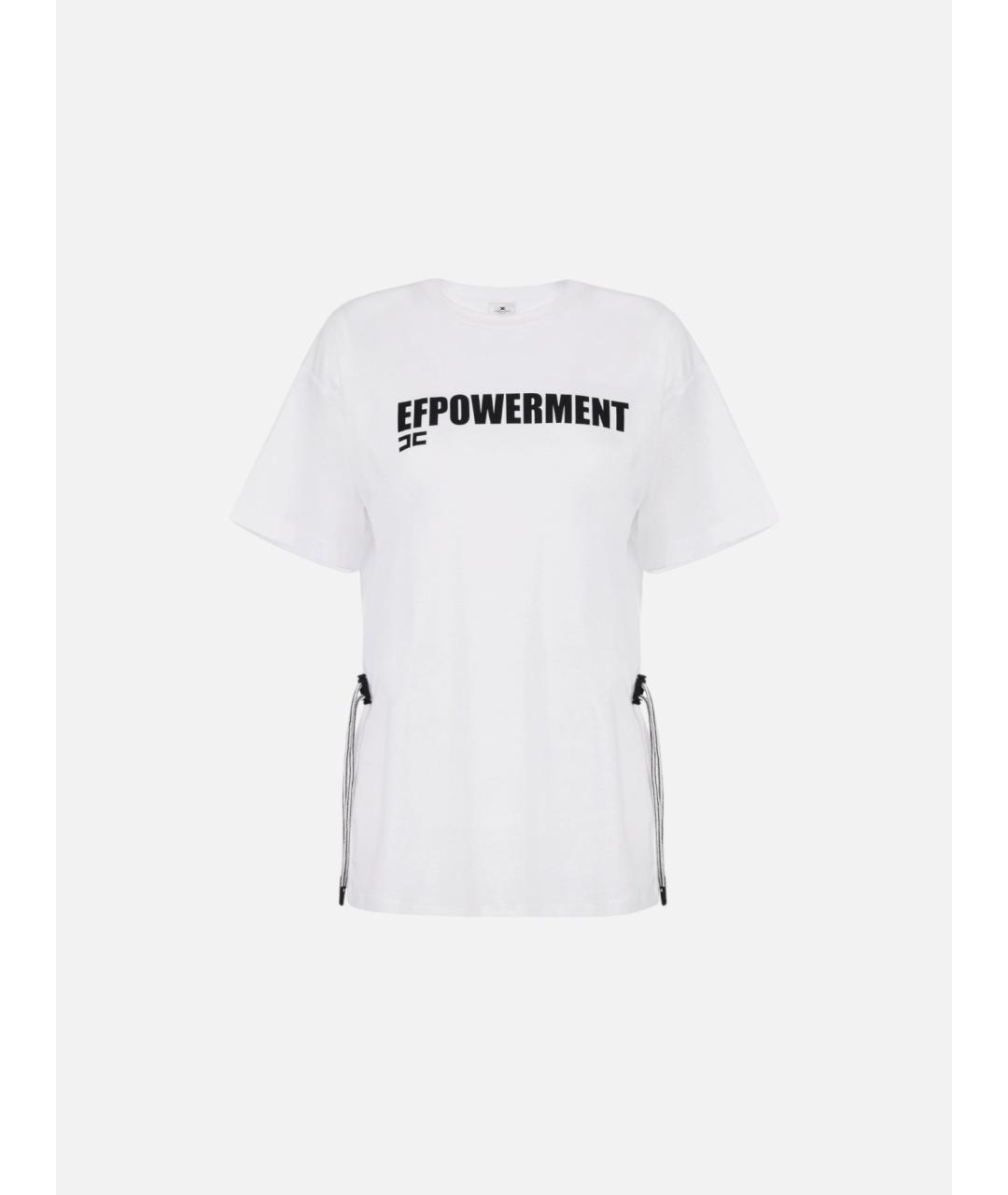 ELISABETTA FRANCHI Белая хлопковая футболка, фото 6