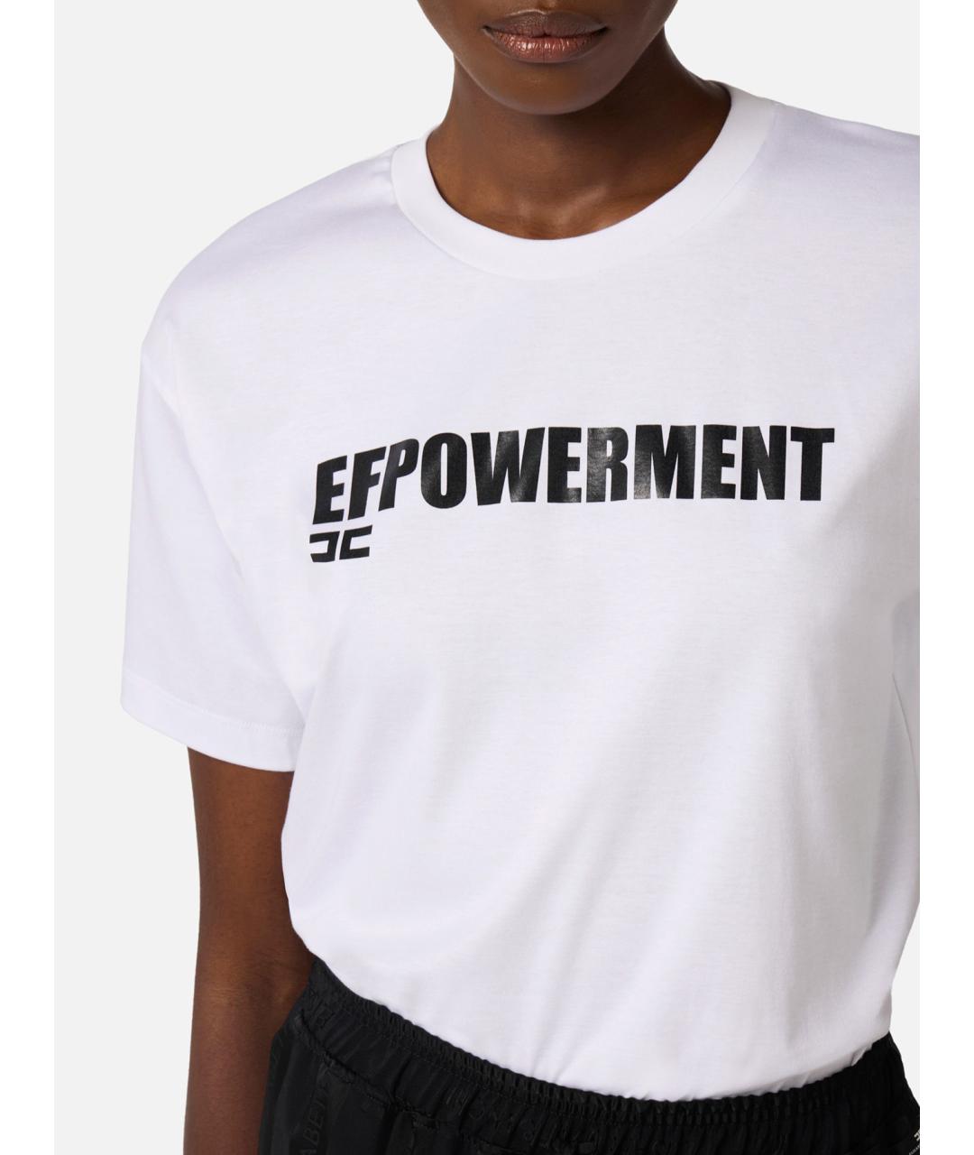 ELISABETTA FRANCHI Белая хлопковая футболка, фото 4