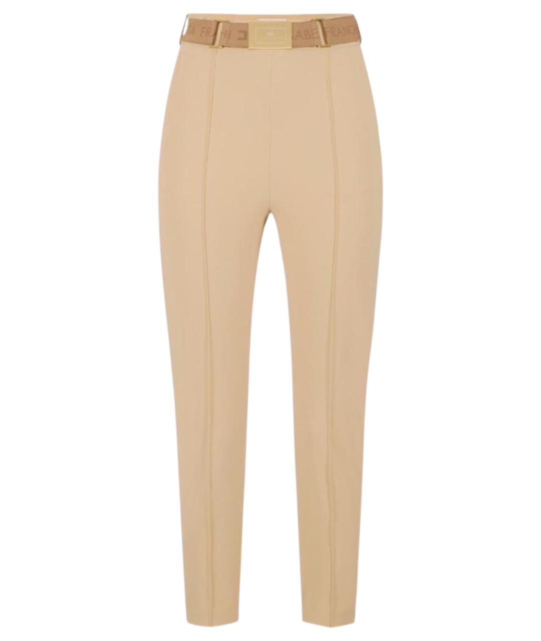 ELISABETTA FRANCHI Бежевые полиамидовые прямые брюки, фото 1