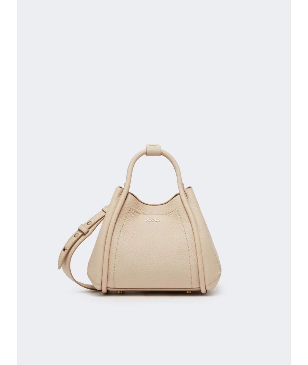 MAX MARA Бежевая кожаная сумка тоут, фото 4