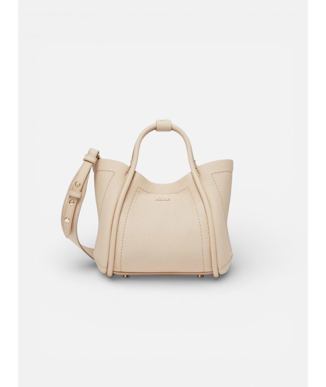 MAX MARA Бежевая кожаная сумка тоут, фото 6