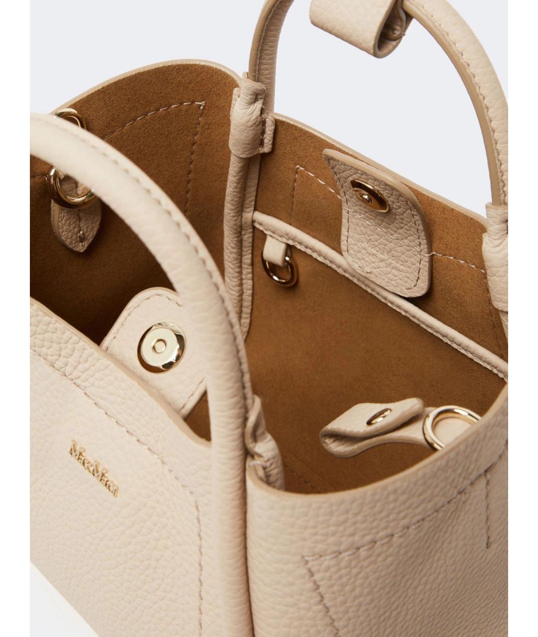 MAX MARA Бежевая кожаная сумка тоут, фото 5