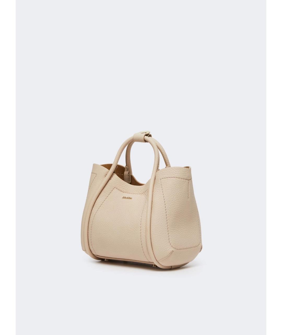 MAX MARA Бежевая кожаная сумка тоут, фото 3