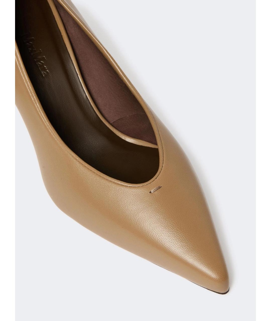 MAX MARA Бежевые кожаные туфли, фото 3