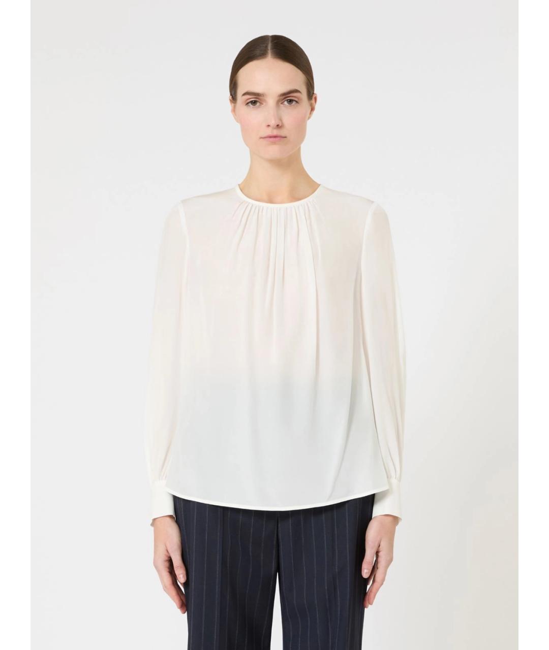 MAX MARA STUDIO Бежевая шелковая блузы, фото 3