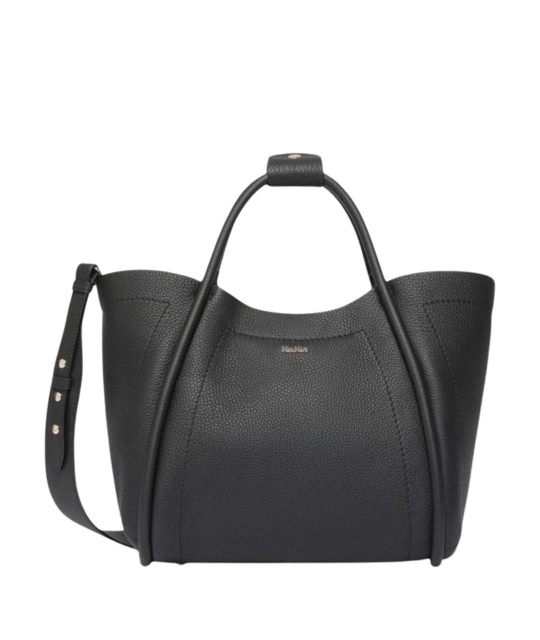 MAX MARA Черная кожаная сумка тоут, фото 1
