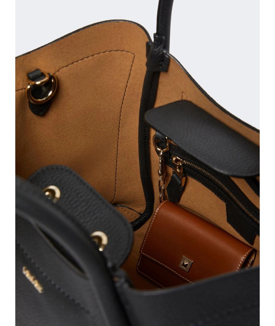 MAX MARA Черная кожаная сумка тоут, фото 4