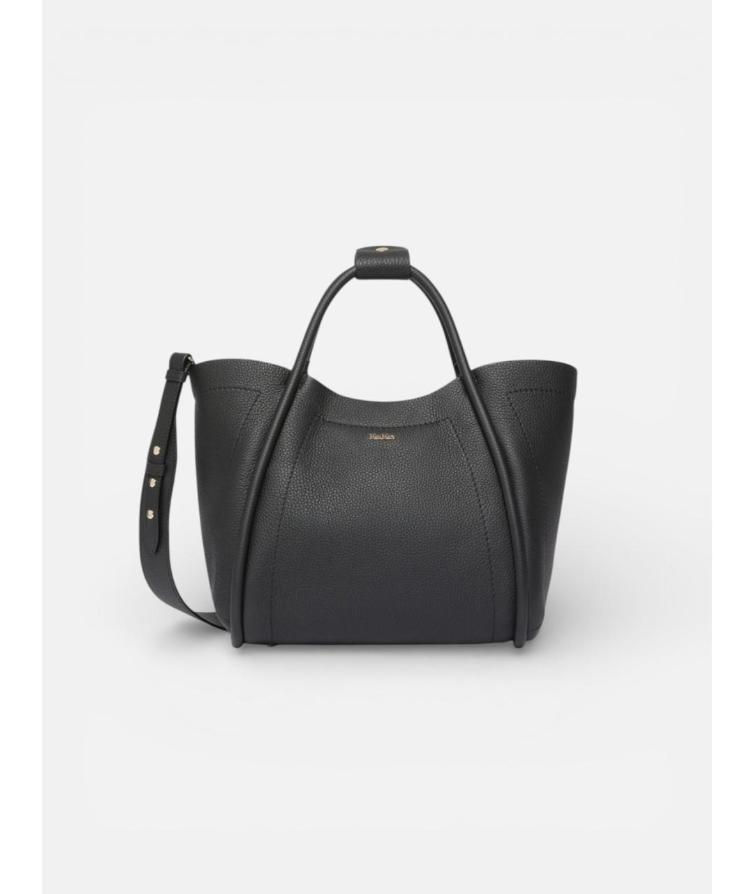 MAX MARA Черная кожаная сумка тоут, фото 6