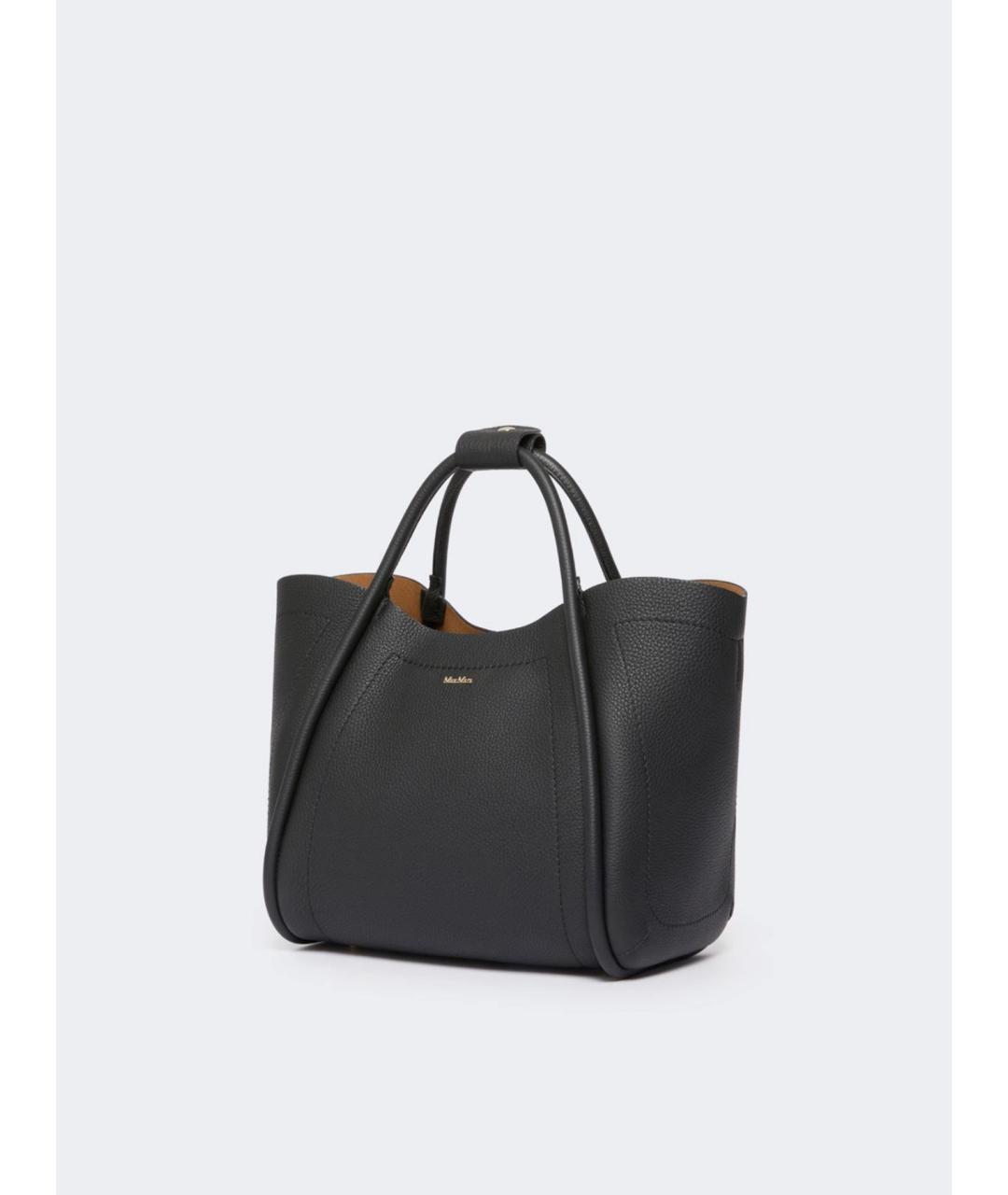 MAX MARA Черная кожаная сумка тоут, фото 2