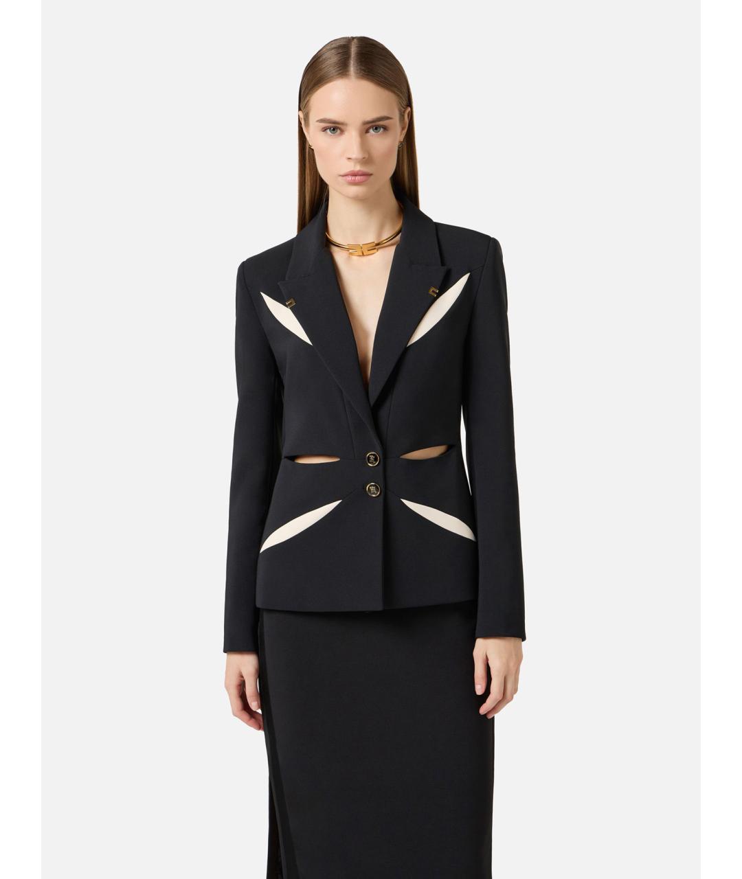 ELISABETTA FRANCHI Черный полиэстеровый жакет/пиджак, фото 3