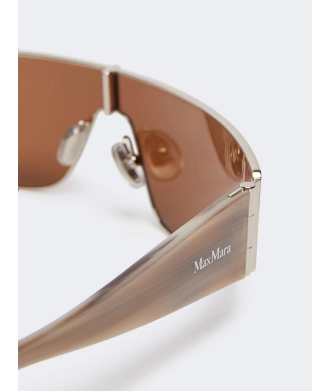 MAX MARA Коричневые металлические солнцезащитные очки, фото 3
