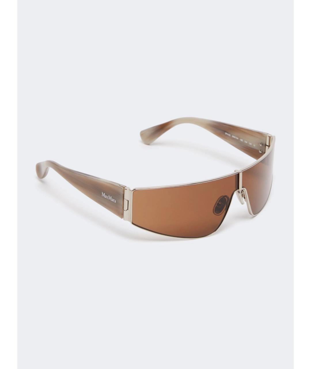 MAX MARA Коричневые металлические солнцезащитные очки, фото 2