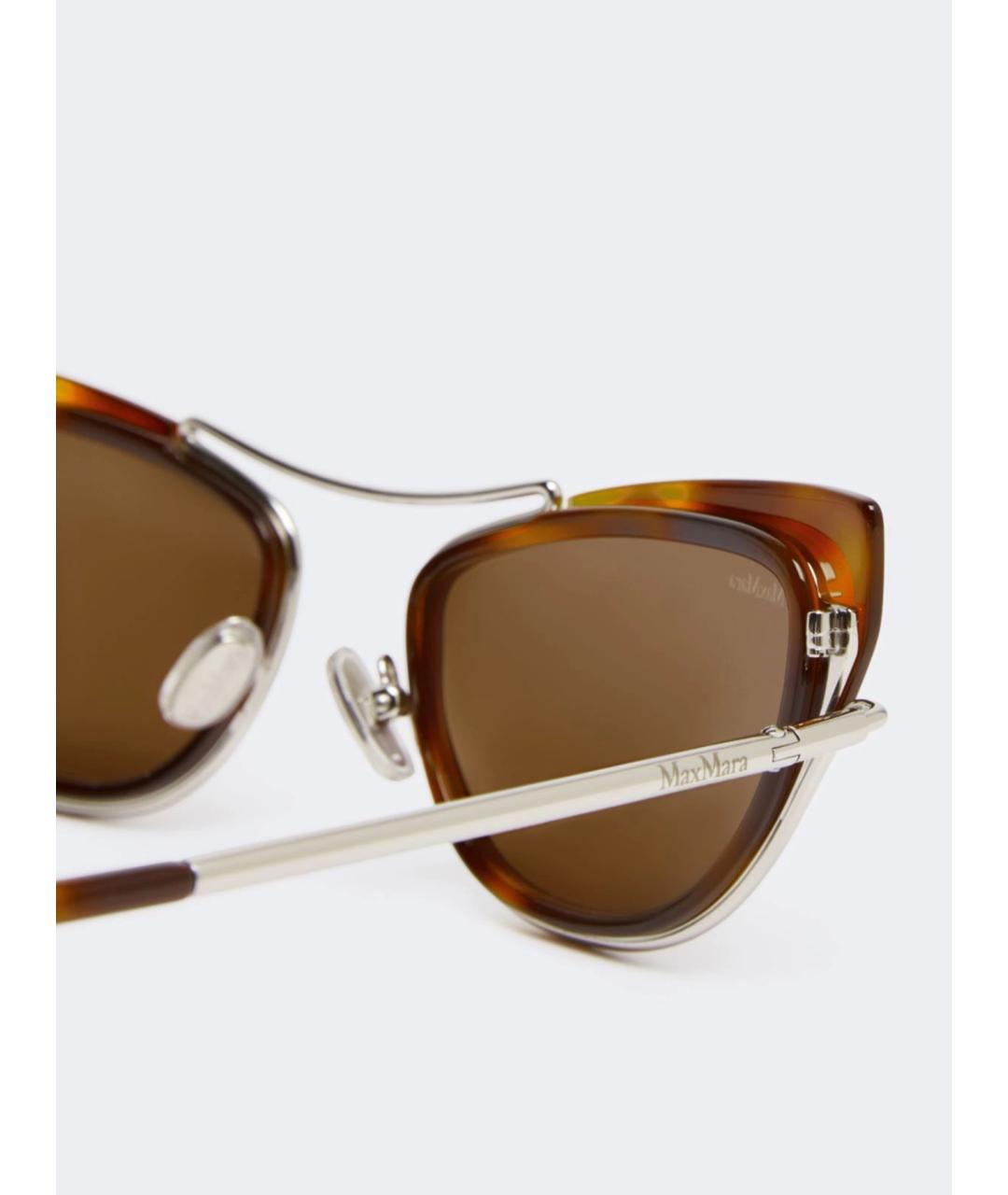 MAX MARA Коричневые металлические солнцезащитные очки, фото 3