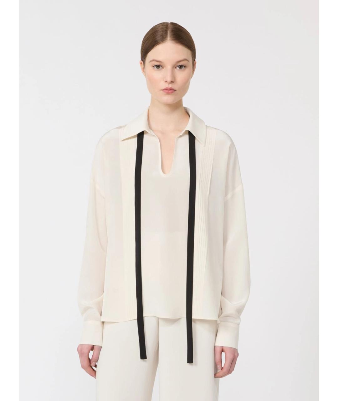 MAX MARA STUDIO Белая шелковая рубашка, фото 4