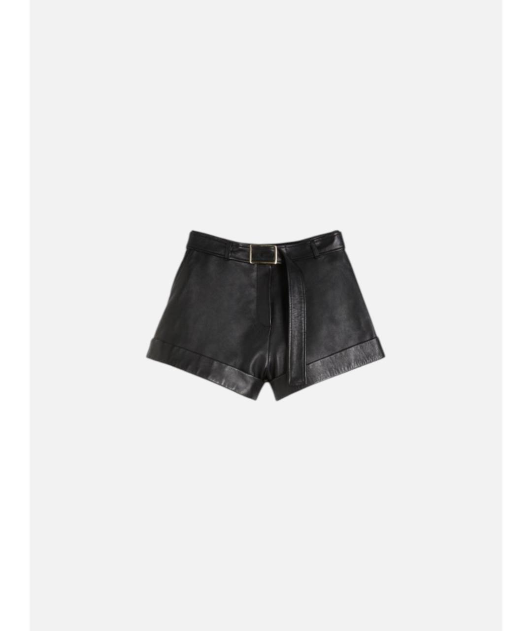SPORTMAX Черные кожаные шорты, фото 5