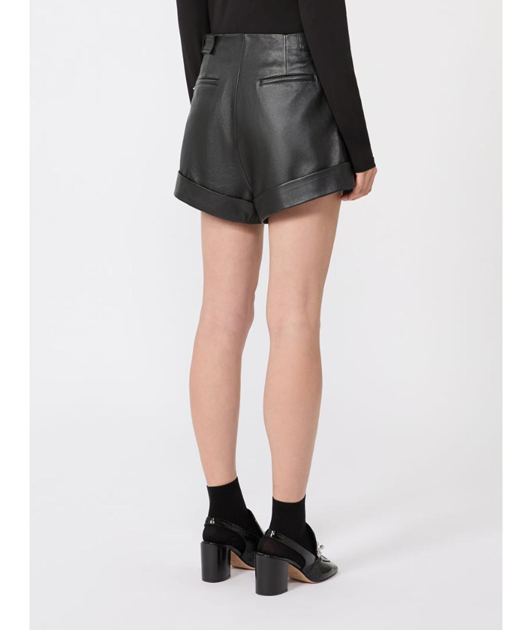 SPORTMAX Черные кожаные шорты, фото 3