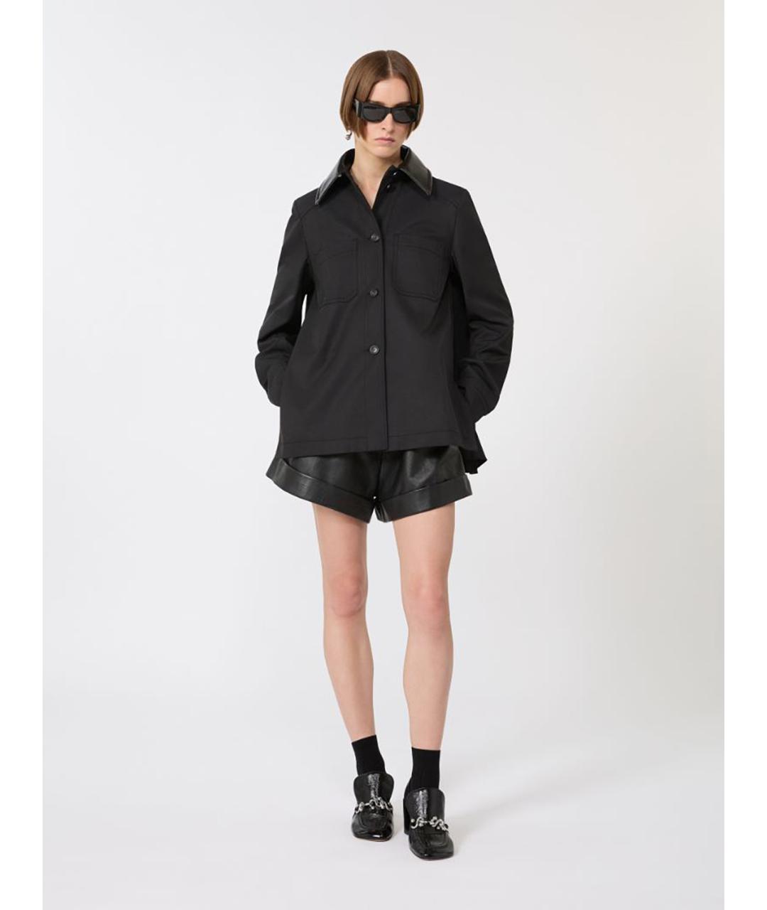 SPORTMAX Черные кожаные шорты, фото 2