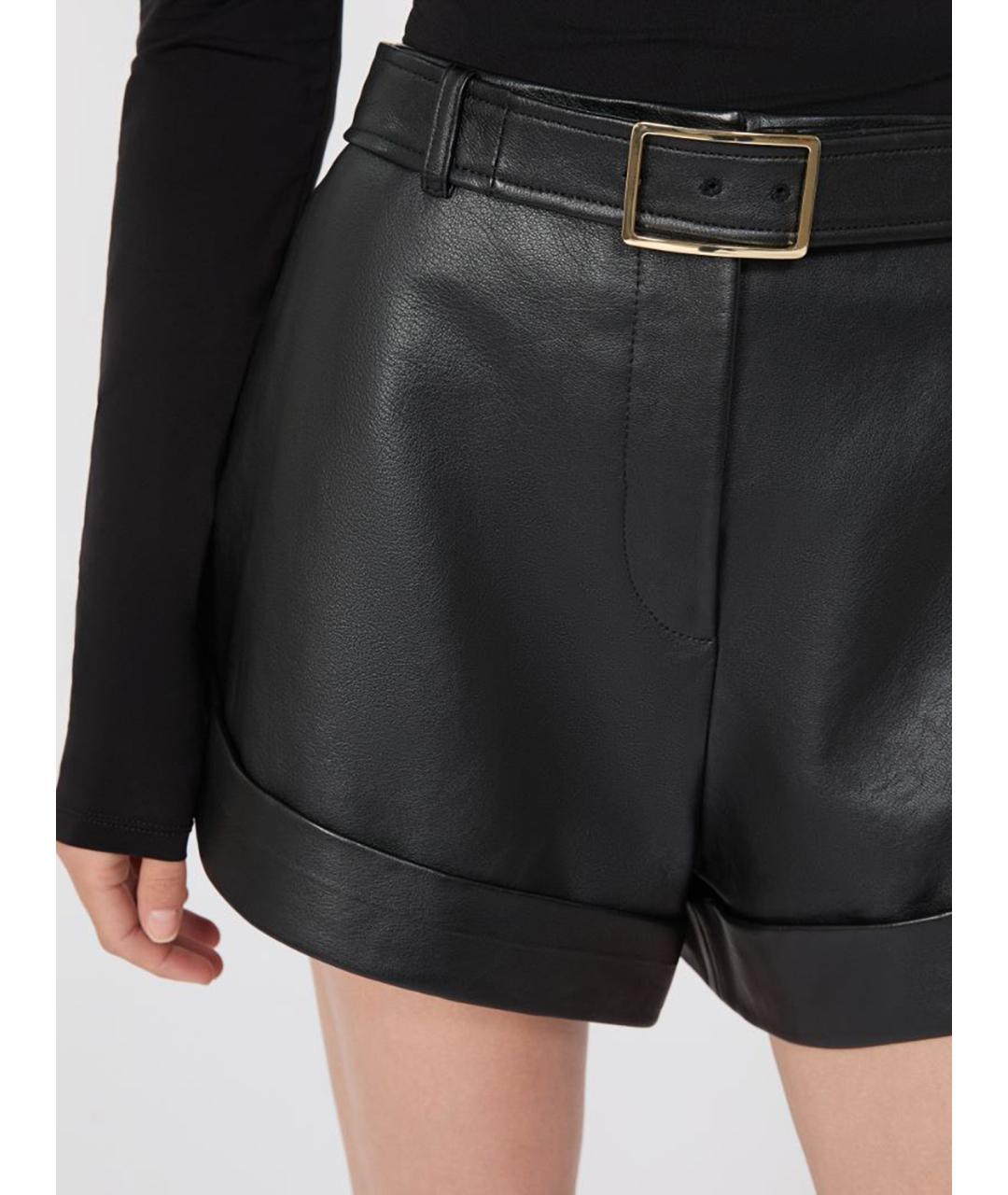 SPORTMAX Черные кожаные шорты, фото 4
