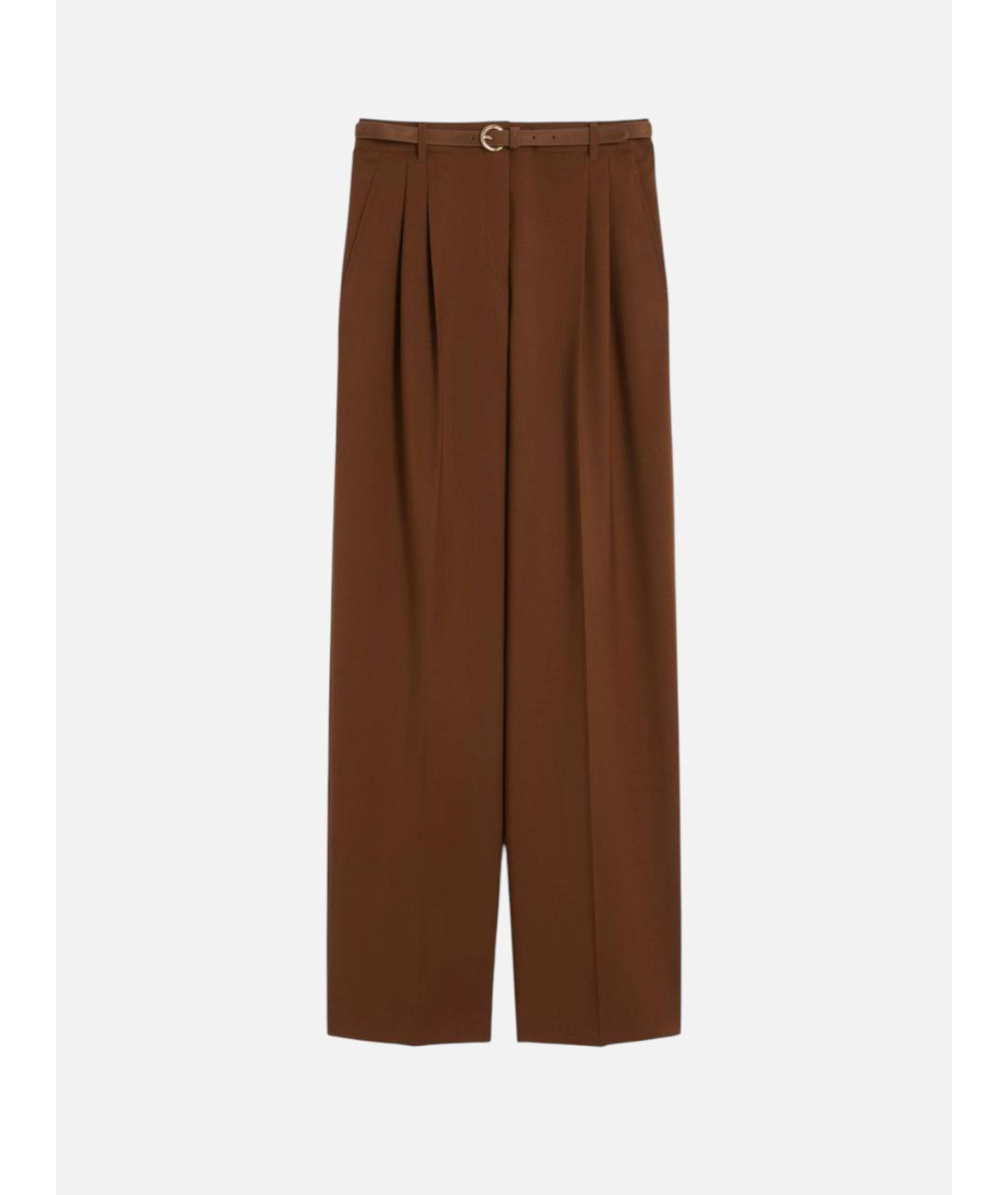 MAX MARA STUDIO Коричневые шерстяные брюки широкие, фото 6