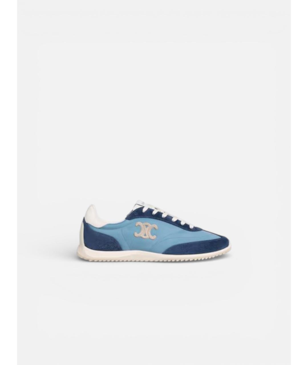 CELINE Голубые кожаные кроссовки, фото 4