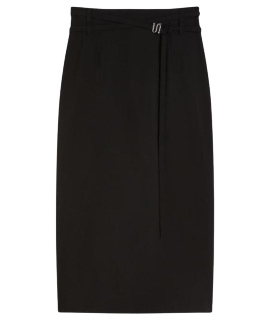 SPORTMAX Черная шерстяная юбка миди, фото 1