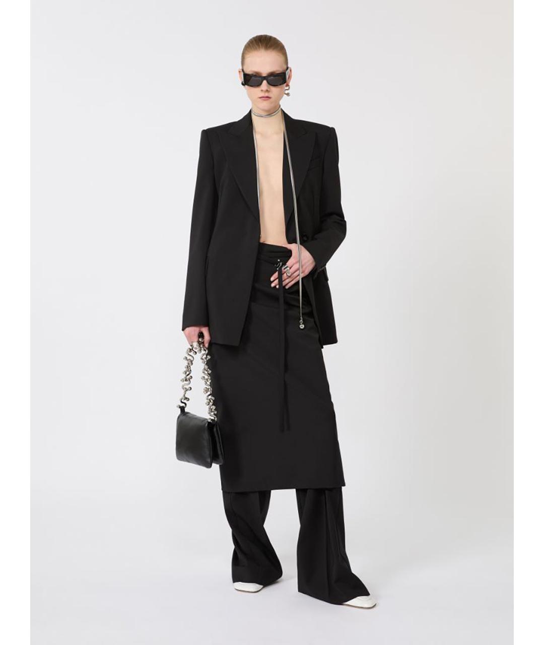 SPORTMAX Черная шерстяная юбка миди, фото 2