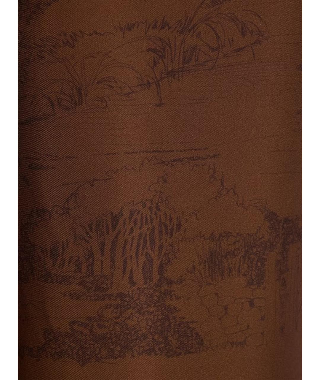 MAX MARA STUDIO Коричневые шелковые брюки широкие, фото 3