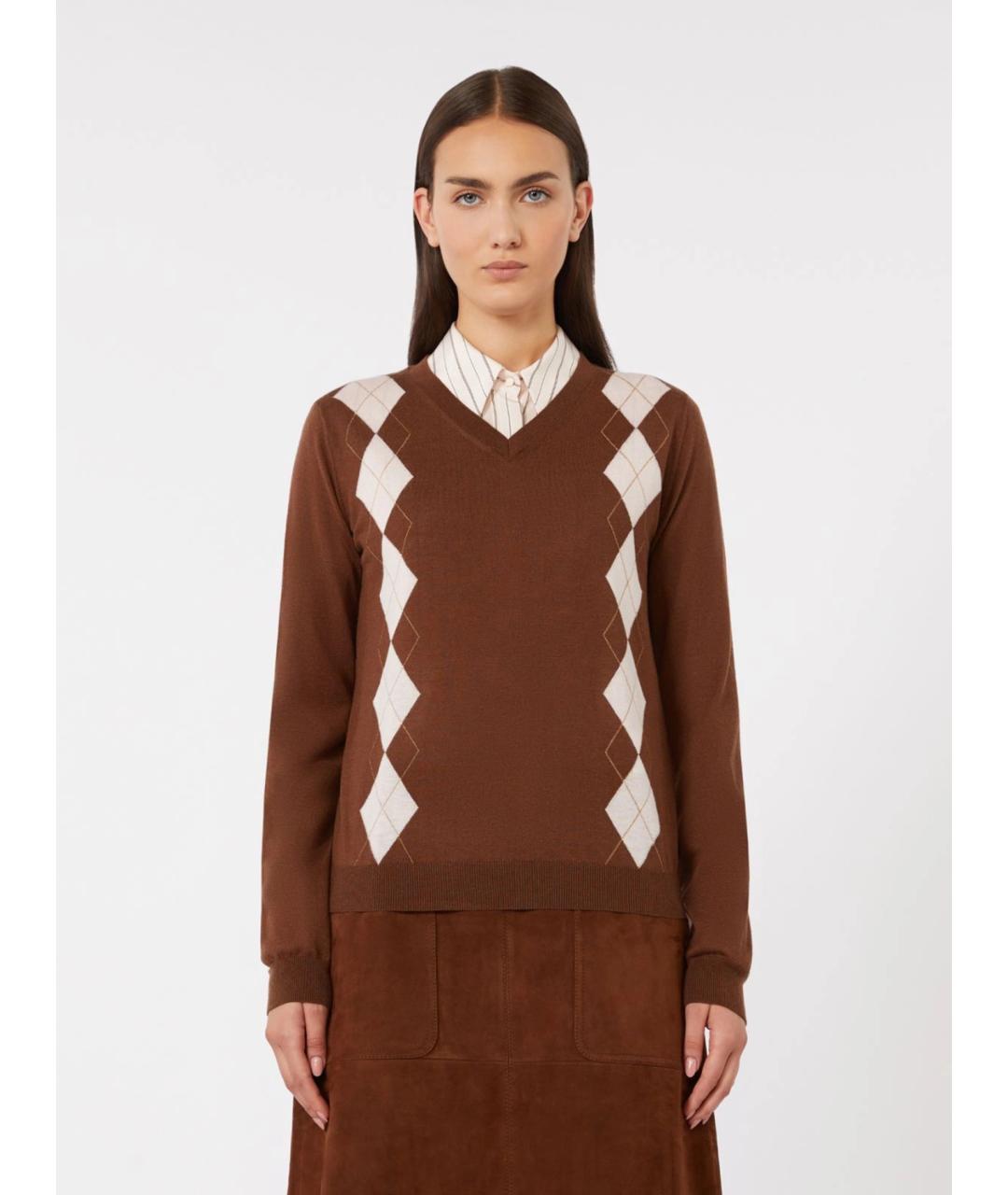 MAX MARA STUDIO Коричневый шерстяной джемпер / свитер, фото 3