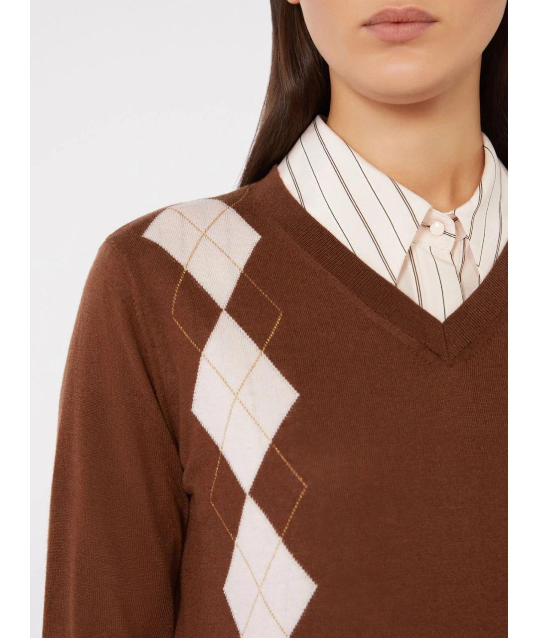 MAX MARA STUDIO Коричневый шерстяной джемпер / свитер, фото 5