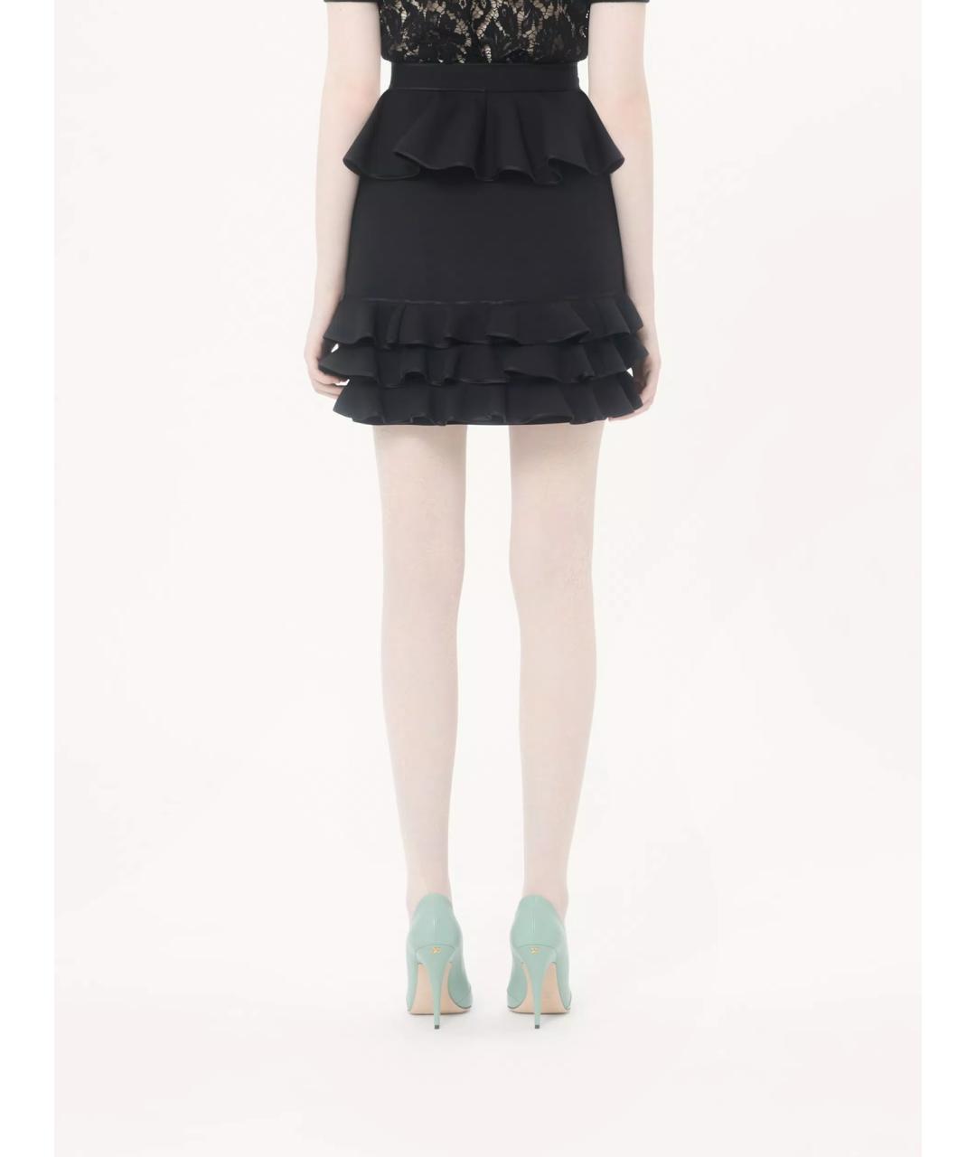 VALENTINO Черная шерстяная юбка мини, фото 4