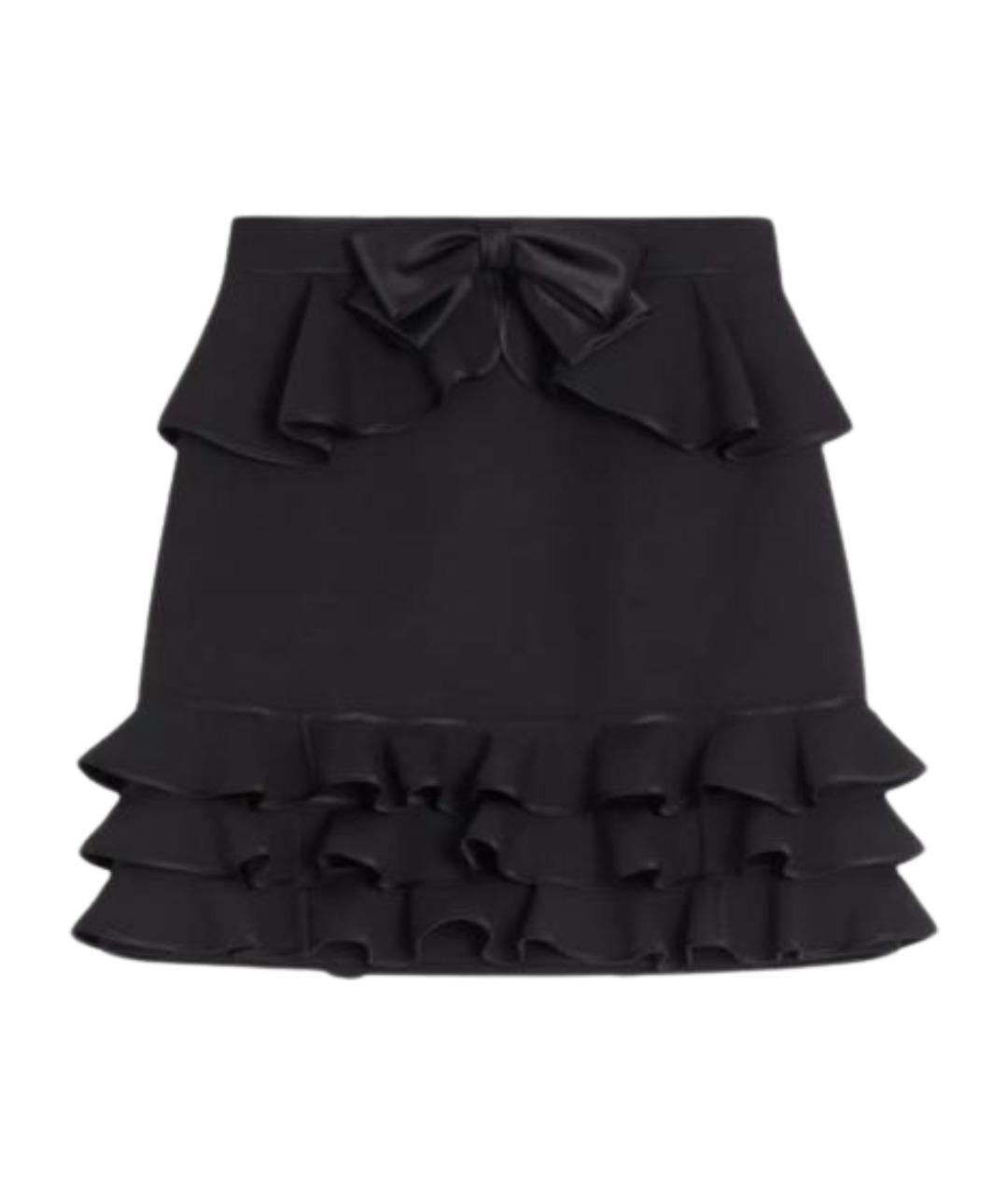 VALENTINO Черная шерстяная юбка мини, фото 1