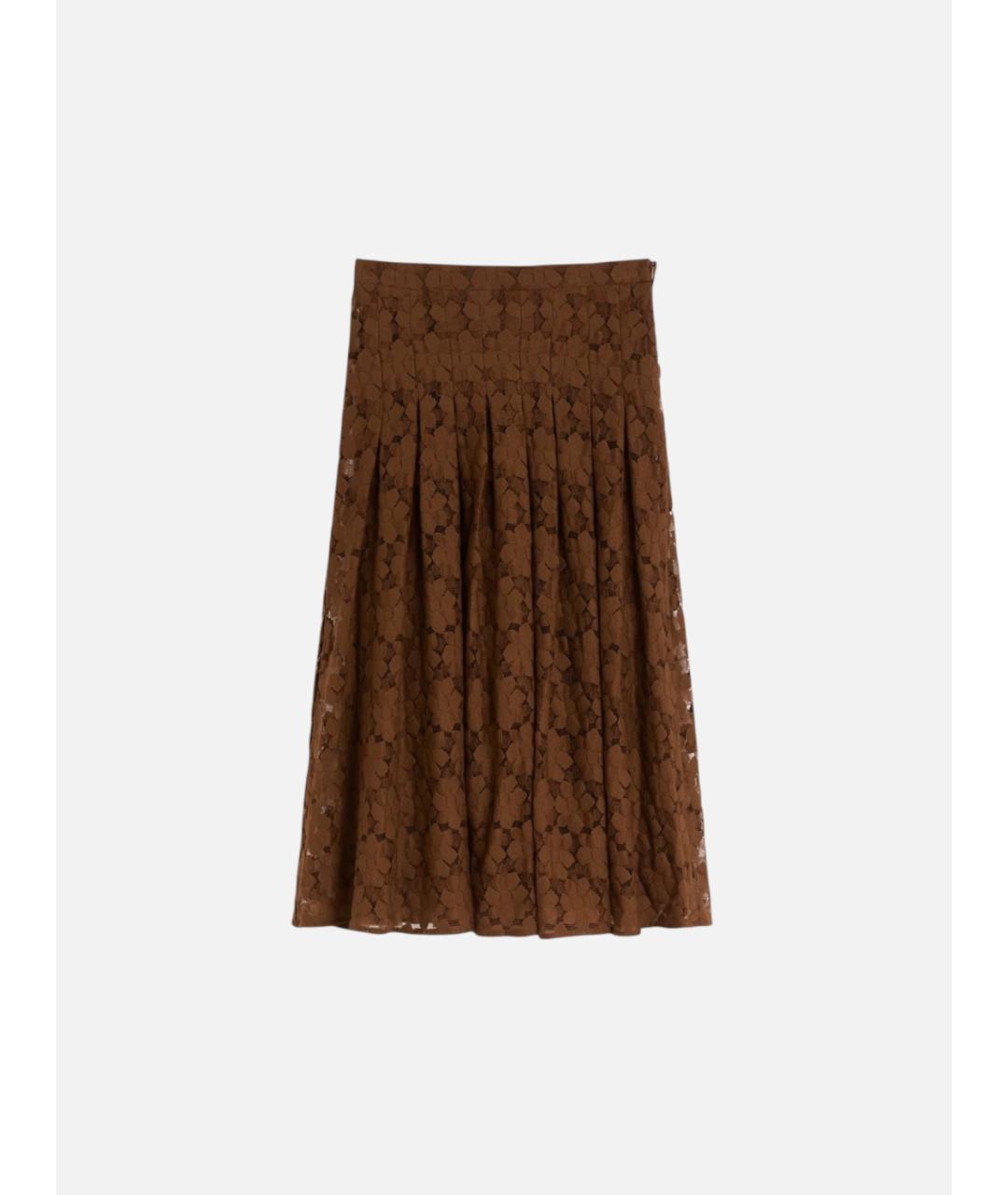 MAX MARA STUDIO Коричневая полиамидовая юбка миди, фото 5