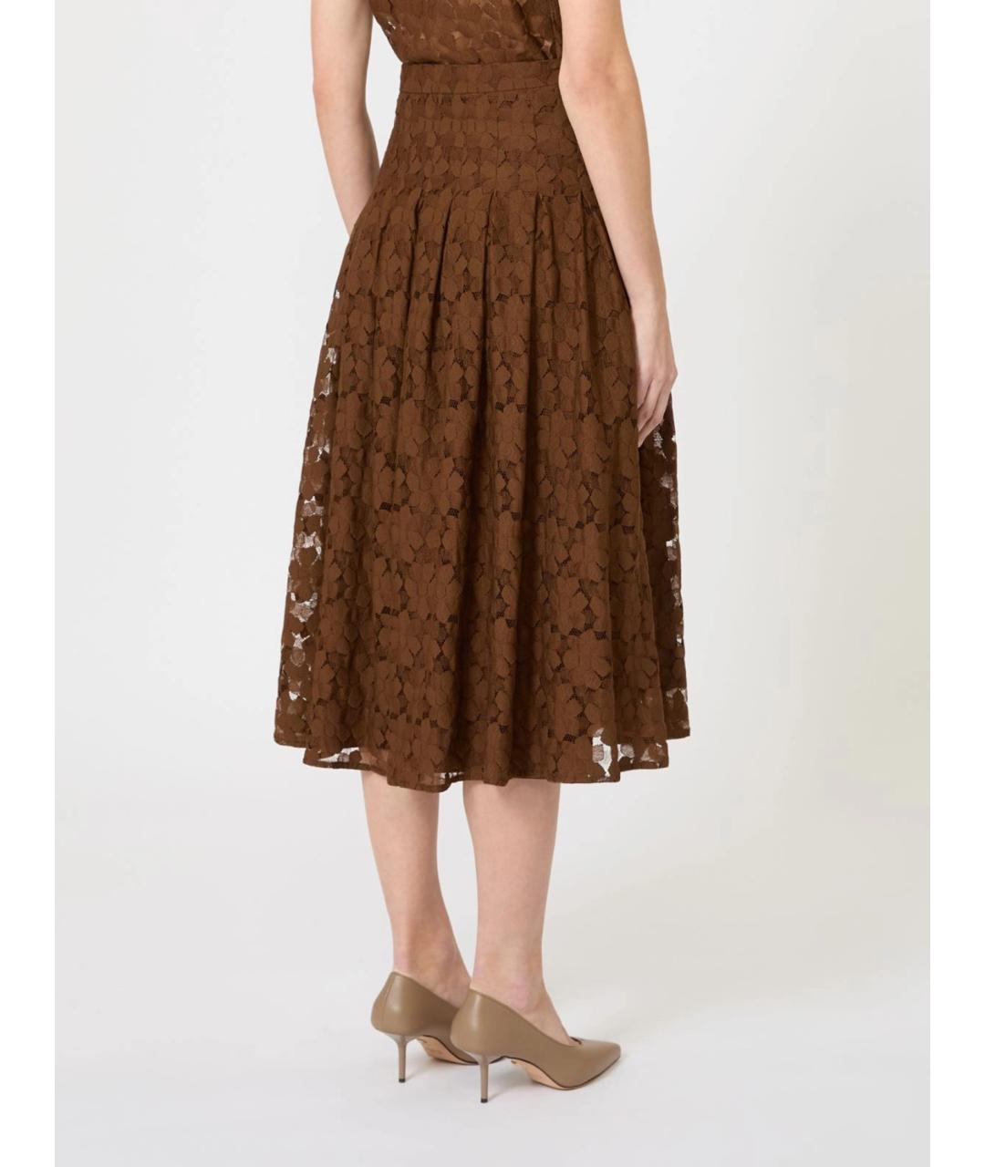 MAX MARA STUDIO Коричневая полиамидовая юбка миди, фото 4