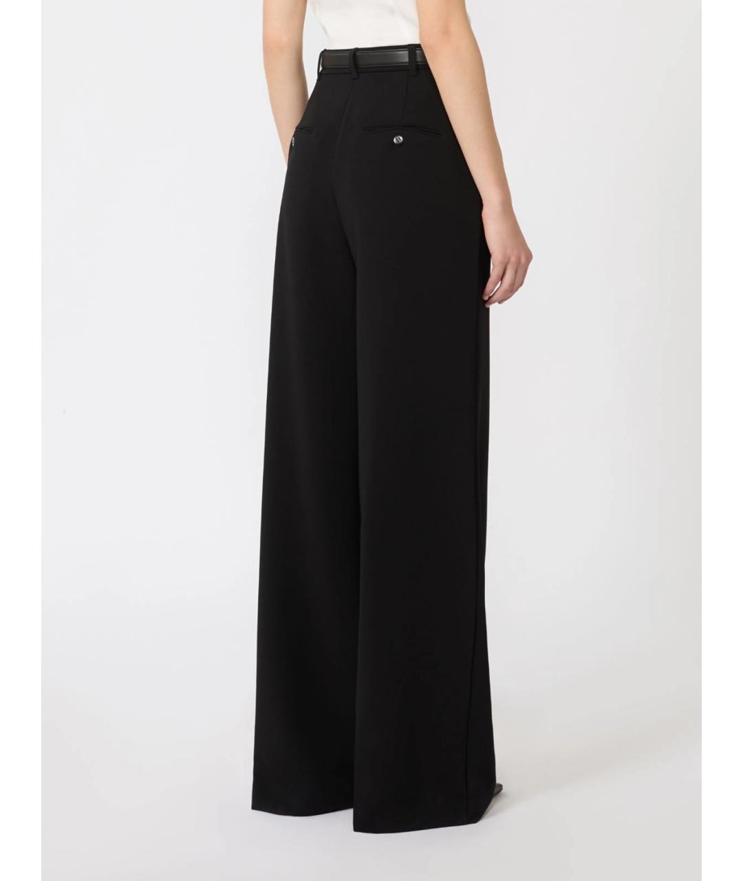 MAX MARA STUDIO Черные ацетатные брюки широкие, фото 4
