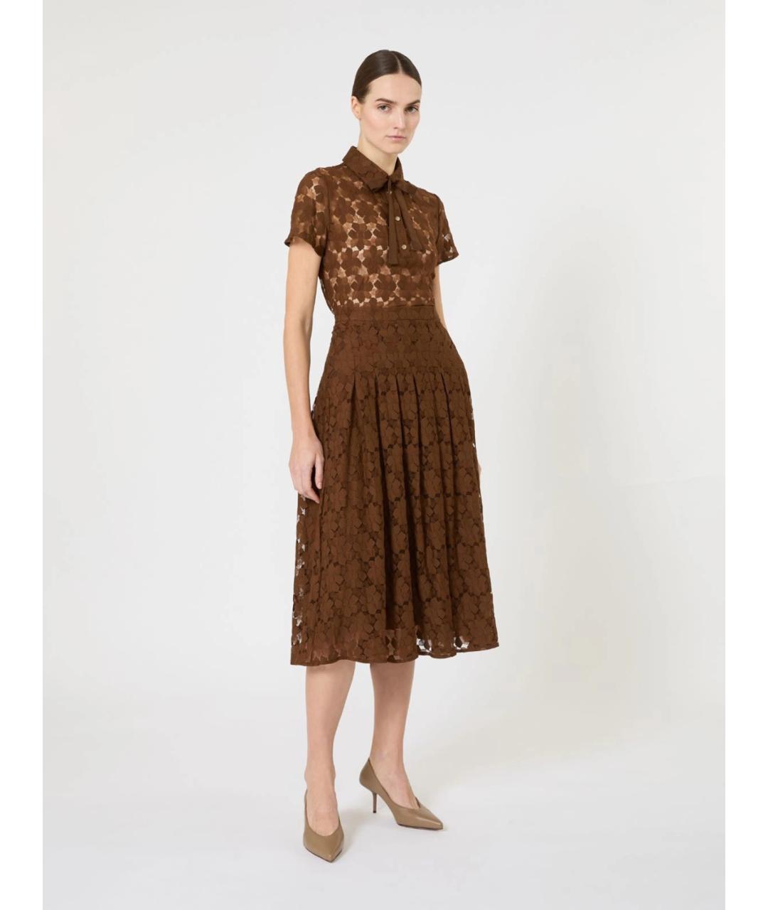 MAX MARA STUDIO Коричневая полиамидовая футболка, фото 3