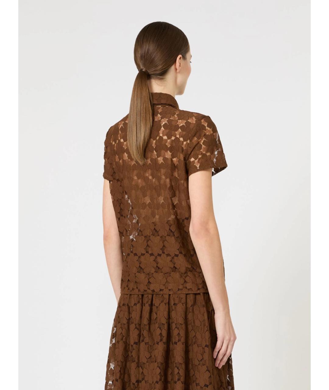 MAX MARA STUDIO Коричневая полиамидовая футболка, фото 4