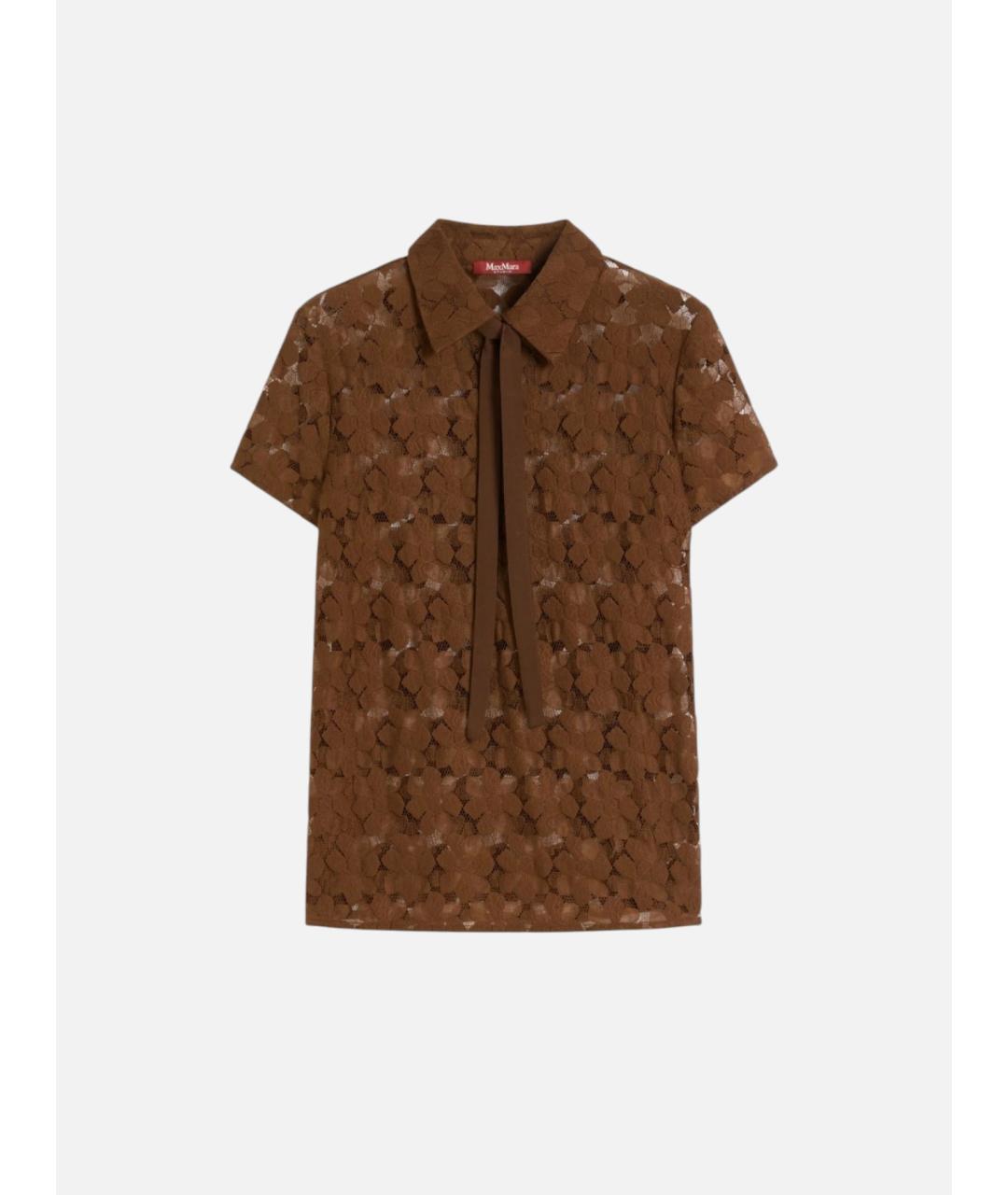 MAX MARA STUDIO Коричневая полиамидовая футболка, фото 6